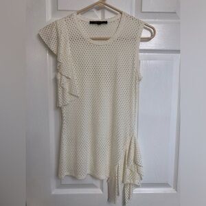 BCBGMaxAzria White Textured Sleeveless Top